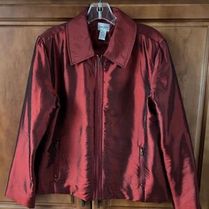 NEW Chico’s Burgundy Zipper Up Jacket Size 1